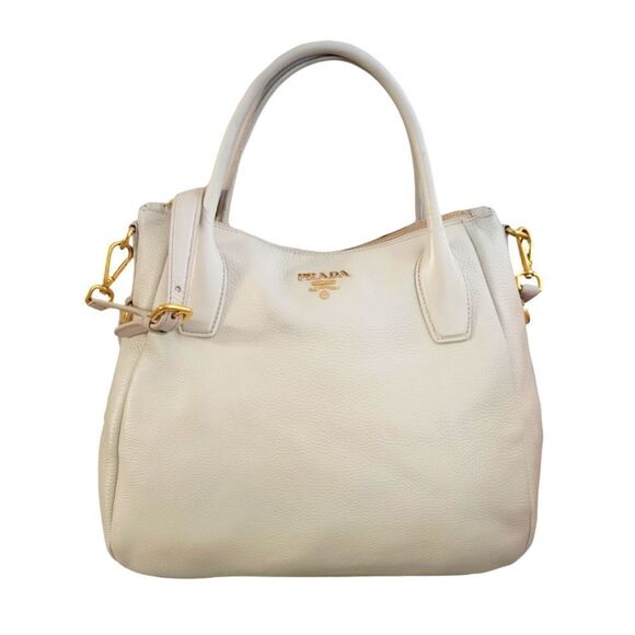 Prada Cream Leather Shoulder Bag Handbag - Picture 1 of 16